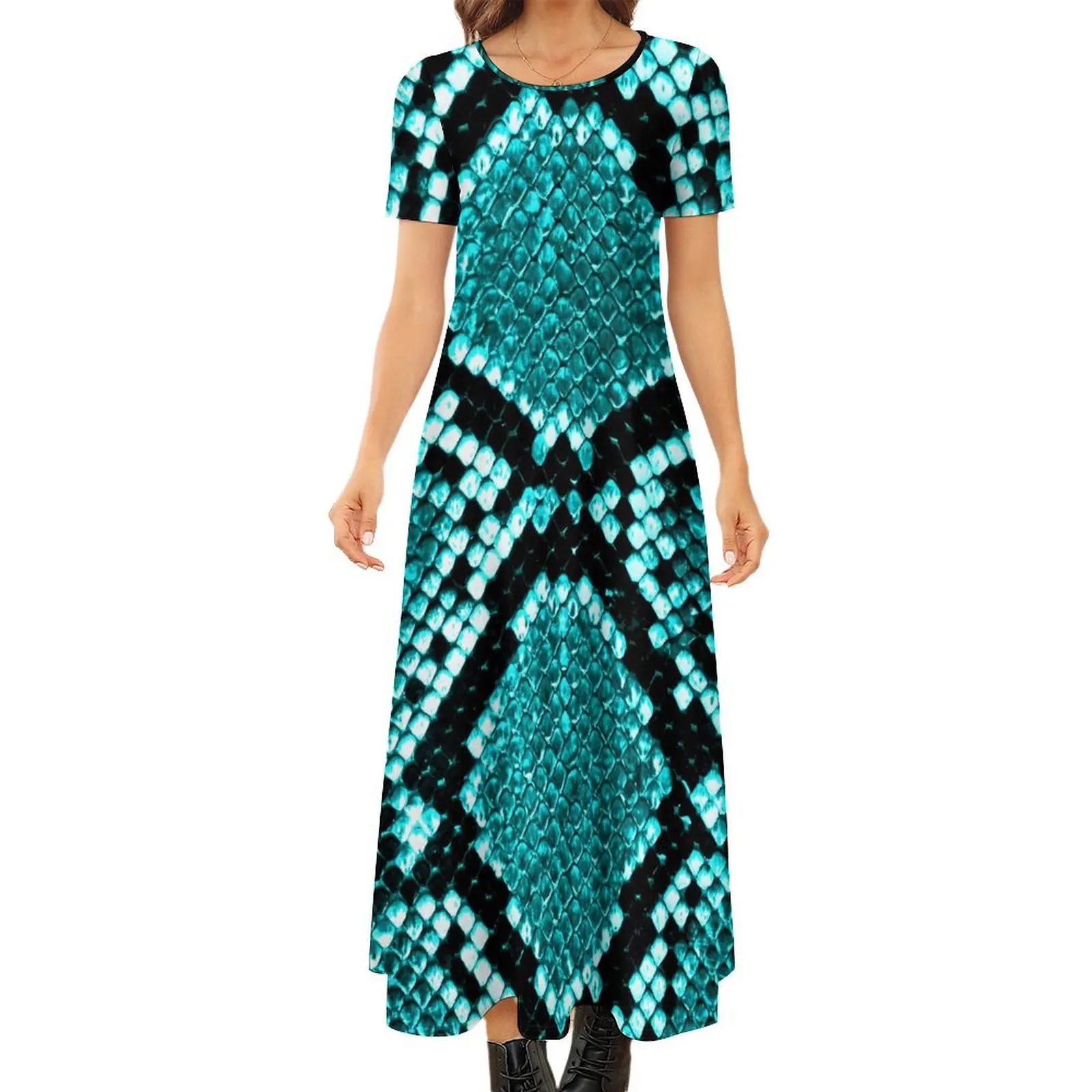 Blue Snakeskin Dress Vintage Print Modern Maxi Dress Street Style Boho Beach Long Dresses Women Short Sleeve Oversize Clothes
Blue Snakeskin Dress Vintage Print Modern Maxi Dress Street Style Boho Beach Long Dresses Women Short Sleeve Oversize Clothes