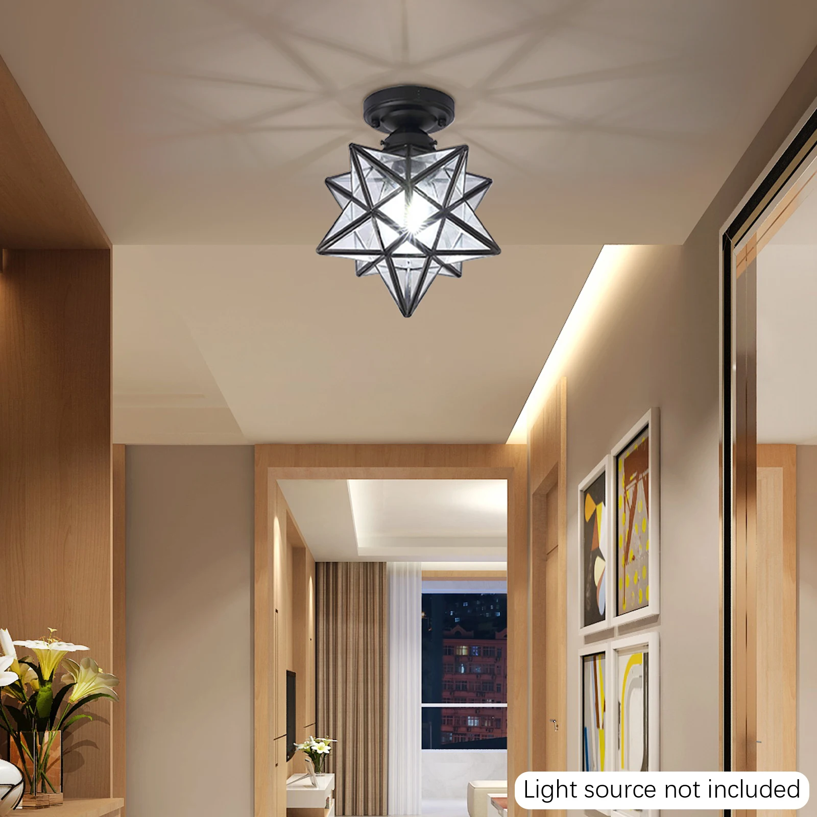 Star Ceiling Light, 10 inch 360° Illumination Clear Glass Star Flush Mount Light Fixtures, for Indoor Restaurant,Cafe Living ect
Star Ceiling Light, 10 inch 360° Illumination Clear Glass Star Flush Mount Light Fixtures, for Indoor Restaurant,Cafe Living ect