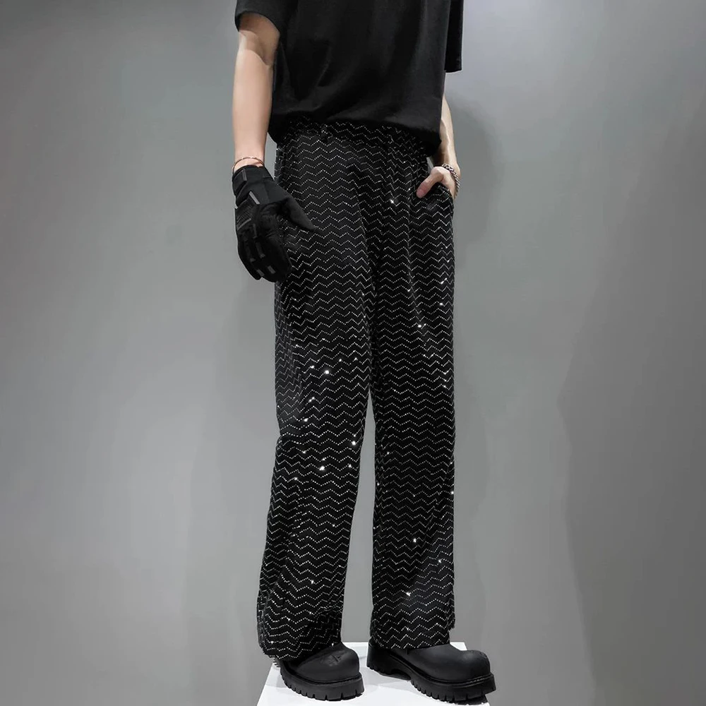 Mens Trousers Hot Diamond Shining Nightclub Casual Pants Streetwear Stage Performance Ballroom Fashion Wide-Leg Pants Men'S Waer
Mens Trousers Hot Diamond Shining Nightclub Casual Pants Streetwear Stage Performance Ballroom Fashion Wide-Leg Pants Men'S Waer