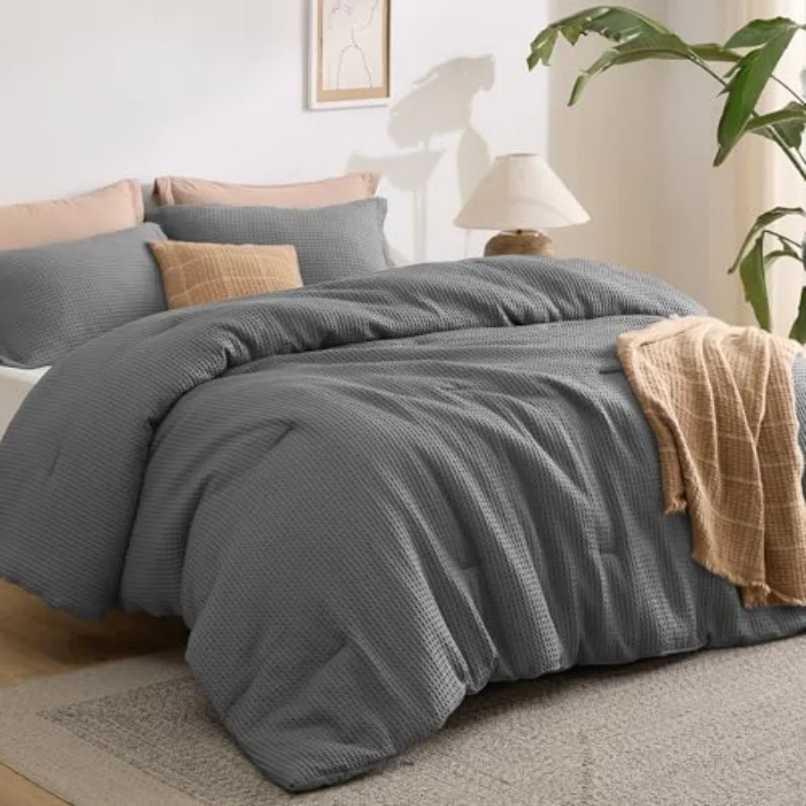 3 Pcs Comforter Set Waffle Comforter Set All Seasons Grey Bedding Comforter Set 1 Waffle Weave Comforter 90"x90" and 2 Pillowca
3 Pcs Comforter Set Waffle Comforter Set All Seasons Grey Bedding Comforter Set 1 Waffle Weave Comforter 90"x90" and 2 Pillowca