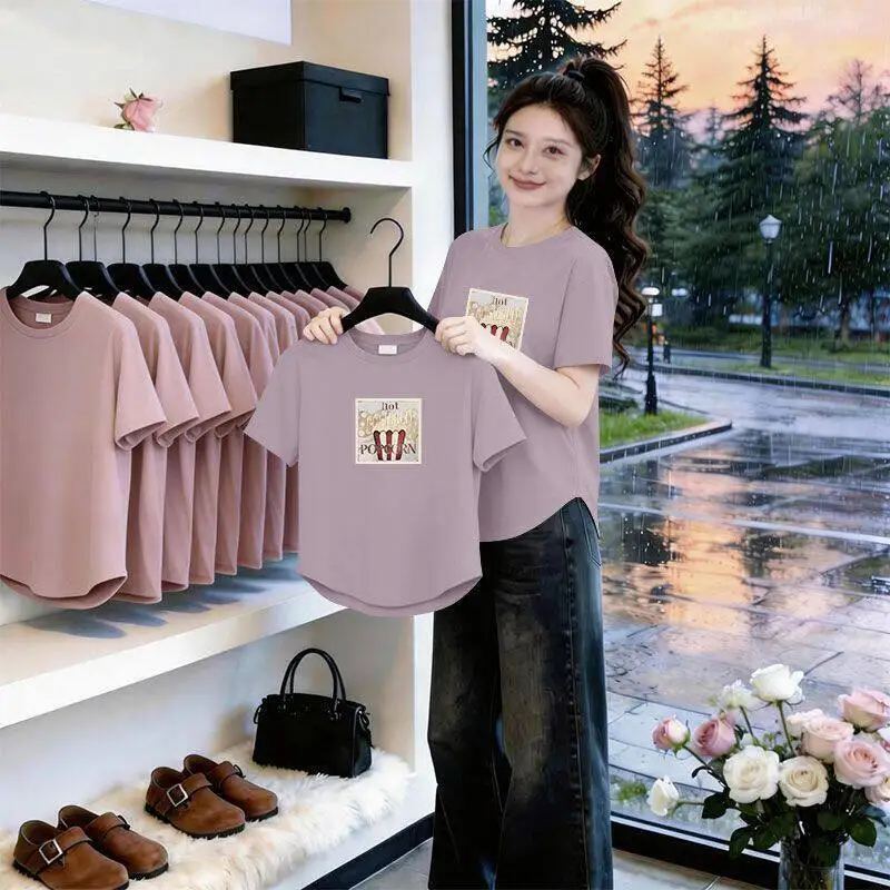 Fashionable Short Sleeve T-Shirt for Mom Summer New Style Casual Comfortable Slimming Design Printed Ladies Top for Middle-Ag...
Fashionable Short Sleeve T-Shirt for Mom Summer New Style Casual Comfortable Slimming Design Printed Ladies Top for Middle-Ag...