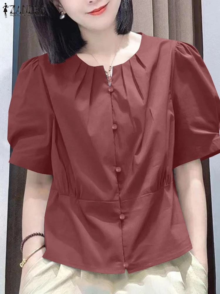 ZANZEA Fashion Elegant Short Puff Sleeve Work Shirt Women Summer Blouse Casual Solid Pleated Blusas Stylish Buttons Holiday Tops
ZANZEA Fashion Elegant Short Puff Sleeve Work Shirt Women Summer Blouse Casual Solid Pleated Blusas Stylish Buttons Holiday Tops