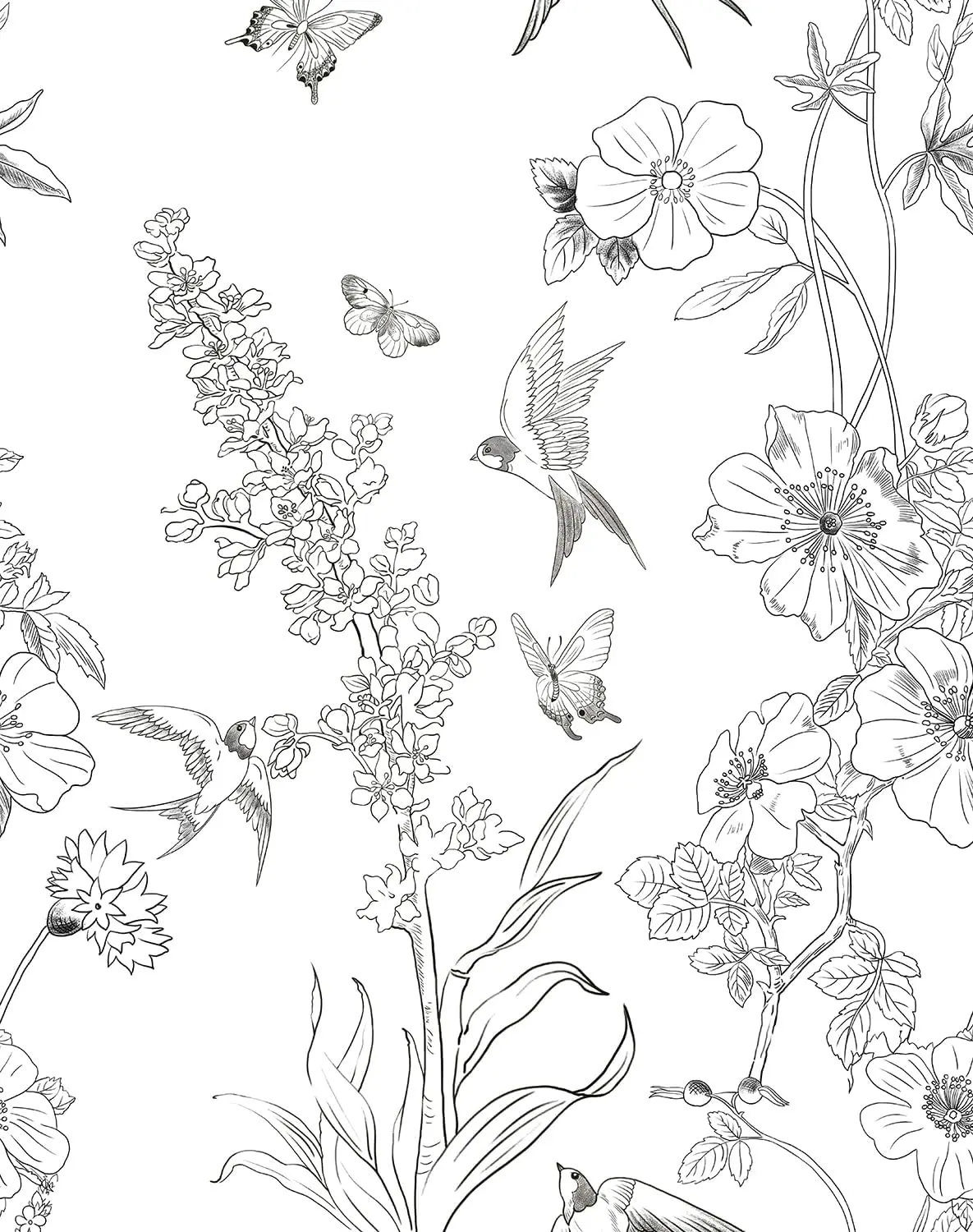 Floral Peel and Stick Wallpaper Black and White Self Adhesive Wallpaper Botanical Vintage Birds Contact Paper for Cabinet Drawer
Floral Peel and Stick Wallpaper Black and White Self Adhesive Wallpaper Botanical Vintage Birds Contact Paper for Cabinet Drawer