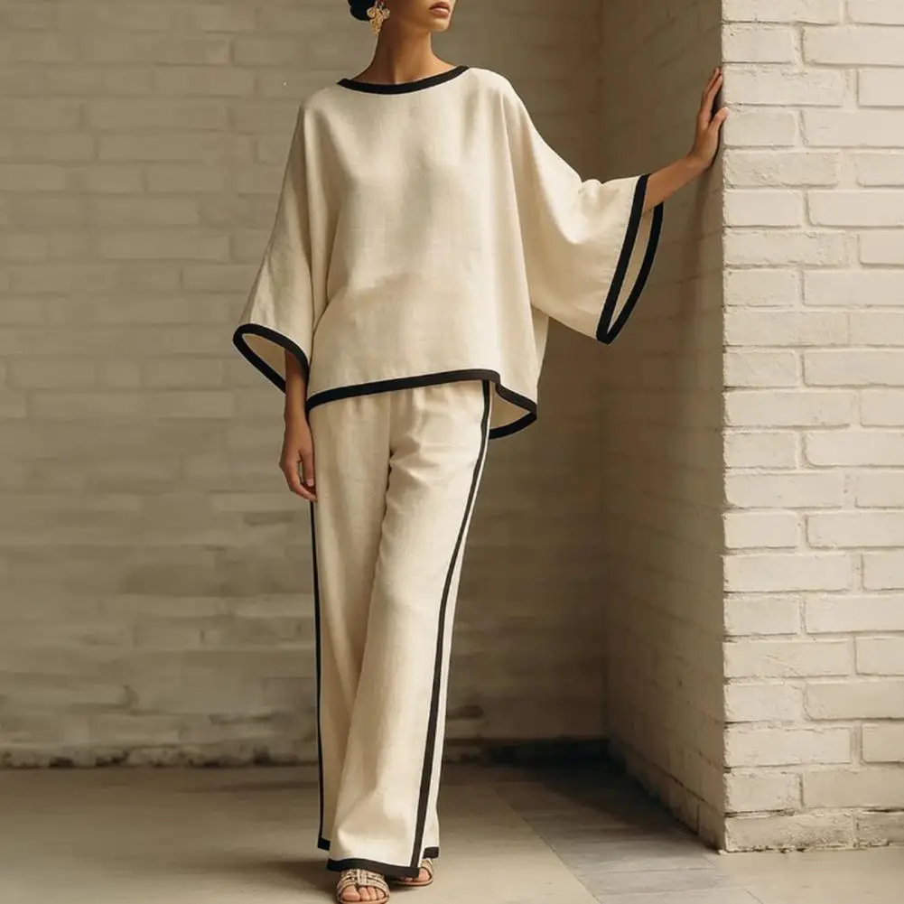 Cotton Linen Women's Outfit Color Block Cotton Linen 2 Piece Sets For Women, Batwing Long Sleeve Top Wide Leg Pants Matching Set
Cotton Linen Women's Outfit Color Block Cotton Linen 2 Piece Sets For Women, Batwing Long Sleeve Top Wide Leg Pants Matching Set