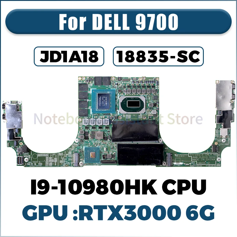 Материнская плата для ноутбука DELL 9700, 18835-SC QTJ1 I9-10980HK RTX3000 6G N19E-Q1-KD-A1 JD1A18, материнская плата для ноутбука
Материнская плата для ноутбука DELL 9700, 18835-SC QTJ1 I9-10980HK RTX3000 6G N19E-Q1-KD-A1 JD1A18, материнская плата для ноутбука