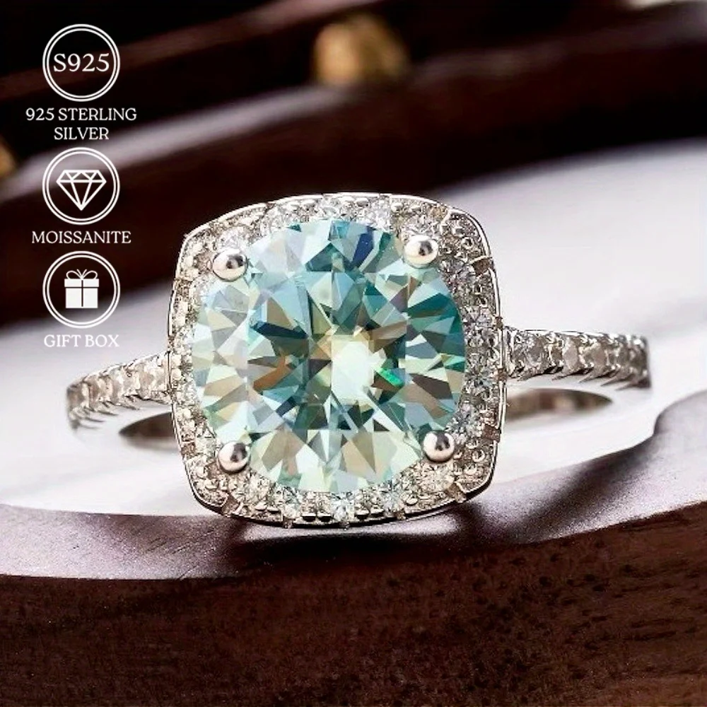 1pc 0.5/1/2 Carat Light Blue Moissanite 925 Sterling Silver Ring, Wedding Anniversary Gift, Valentine's Day Gift.
1pc 0.5/1/2 Carat Light Blue Moissanite 925 Sterling Silver Ring, Wedding Anniversary Gift, Valentine's Day Gift.