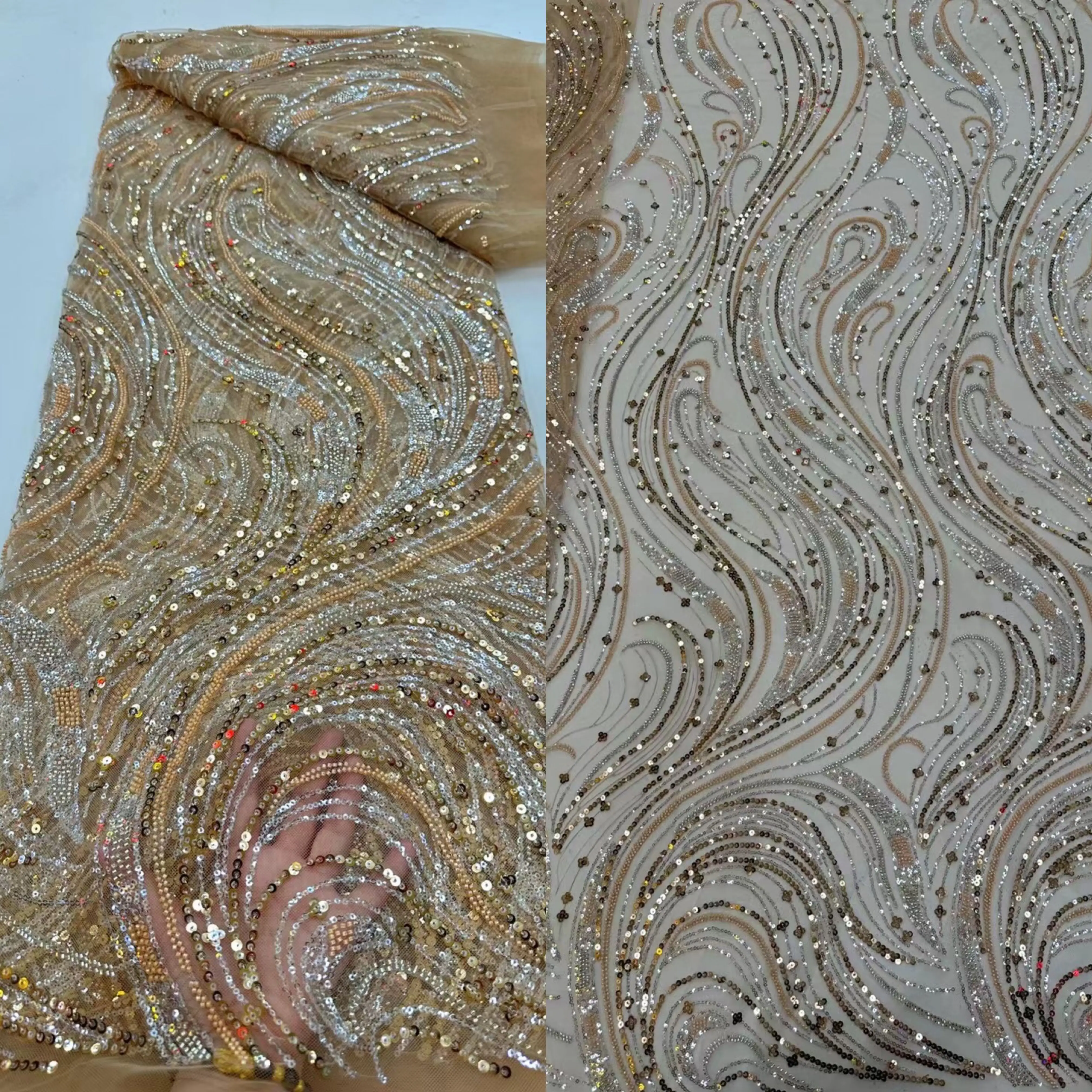 Beaded Fabric S-1302935 Embroidery French Tulle Net Lace Sequin Nigeria Fabirc For Evening Material
Beaded Fabric S-1302935 Embroidery French Tulle Net Lace Sequin Nigeria Fabirc For Evening Material