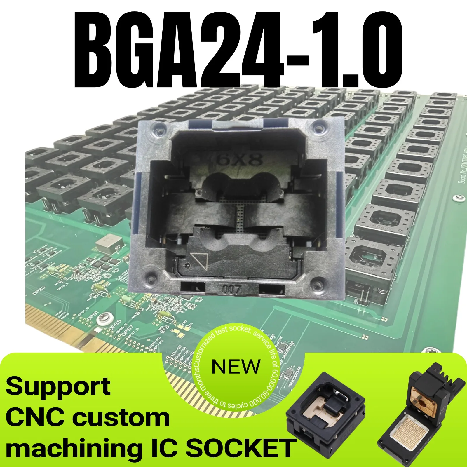 BGA24 Flash Chip Burn-In Socket High Temperature Resistant 4x6 5x5mm Pins 6x8mm Fast Shipping for Electronic Components
BGA24 Flash Chip Burn-In Socket High Temperature Resistant 4x6 5x5mm Pins 6x8mm Fast Shipping for Electronic Components
