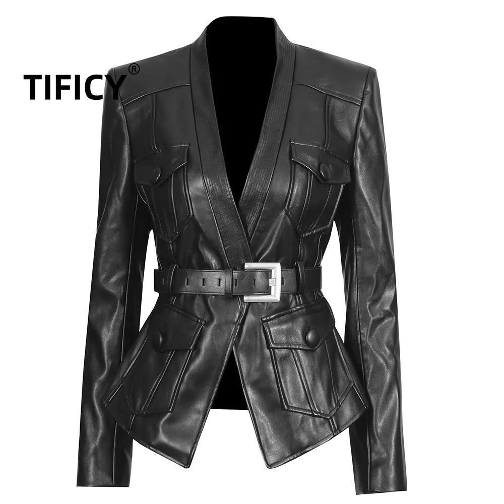 High Street Motorcycle Style Gold Buckle Waist Belt Leather Jacket Women's 2026 Spring New Short Streetwear Blazers Coats Top
High Street Motorcycle Style Gold Buckle Waist Belt Leather Jacket Women's 2026 Spring New Short Streetwear Blazers Coats Top