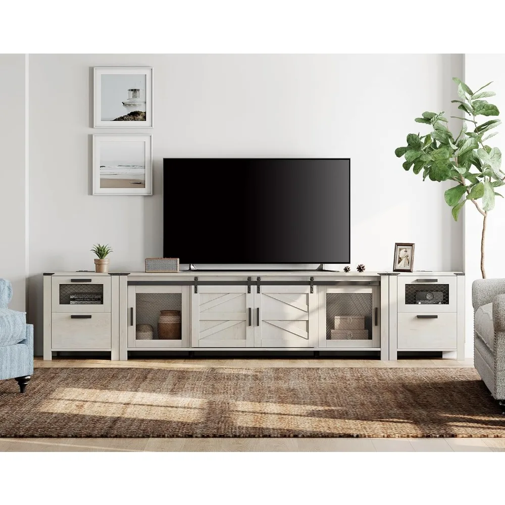 TV Stand Set for 85 inch TV with Charging Station, 3 in 1 Wood Entertainment Center TV Console Table for Living Room
TV Stand Set for 85 inch TV with Charging Station, 3 in 1 Wood Entertainment Center TV Console Table for Living Room