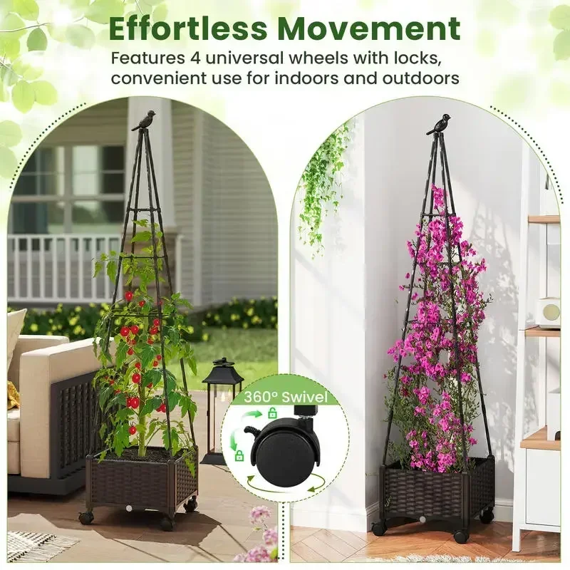 Raised Garden Bed Adjustable with Plant Box and Trellis with Lockable Wheels
Raised Garden Bed Adjustable with Plant Box and Trellis with Lockable Wheels