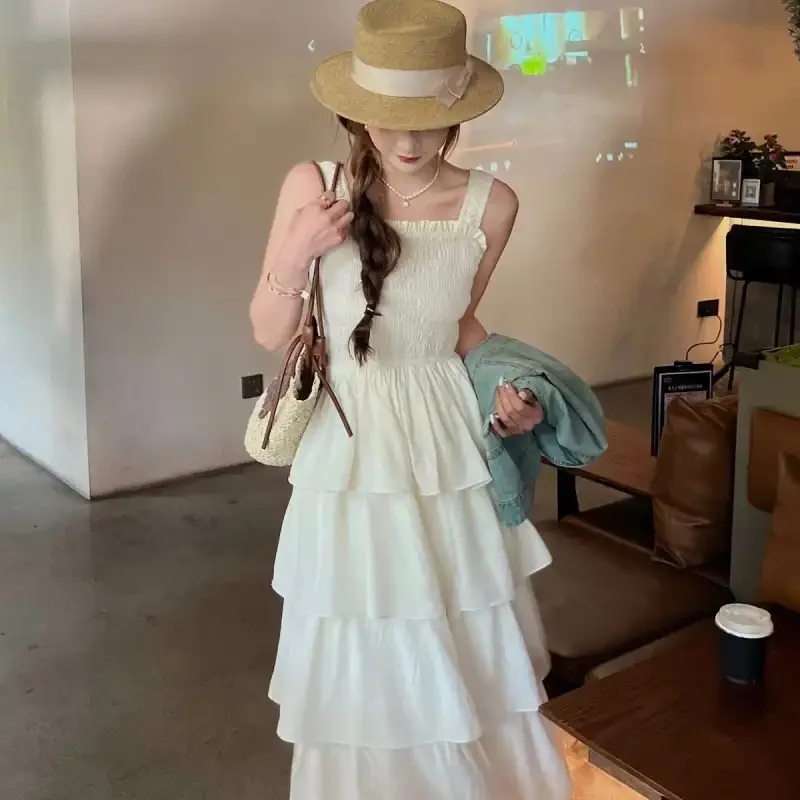 Elegant White Tiered Maxi Dress With Square Neckline And Empire Waist For Women Summer Prairie Chic Style Long Sleeveless Dress
Elegant White Tiered Maxi Dress With Square Neckline And Empire Waist For Women Summer Prairie Chic Style Long Sleeveless Dress