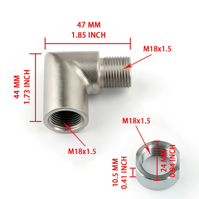 Universal 90 Degree Oxygen Sensor Extension Connector M18X1.5 Thread Exhaust Pipe Adapter Adapter Car Accessories
Universal 90 Degree Oxygen Sensor Extension Connector M18X1.5 Thread Exhaust Pipe Adapter Adapter Car Accessories