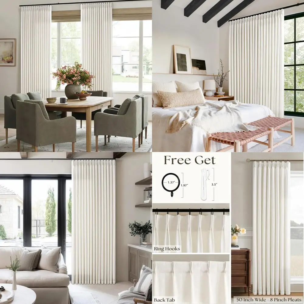Cream Linen Pleated Curtains 108 for Living & Dining Room, Boho Farmhouse Style, Thick Textured, Hook and Tab Design
Cream Linen Pleated Curtains 108 for Living & Dining Room, Boho Farmhouse Style, Thick Textured, Hook and Tab Design