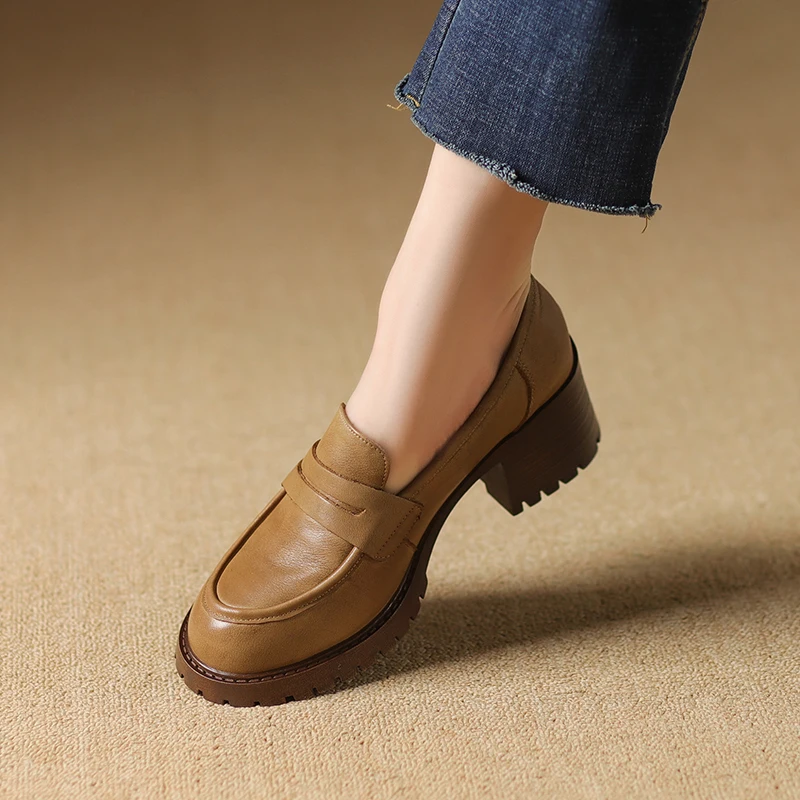 Women Pumps Round Toe Real Leather Slip-On Lady Vingtage Pumps Dress Prom Career Shoes Spring Autumn Cowhide Thick Heel Loafers
Women Pumps Round Toe Real Leather Slip-On Lady Vingtage Pumps Dress Prom Career Shoes Spring Autumn Cowhide Thick Heel Loafers
