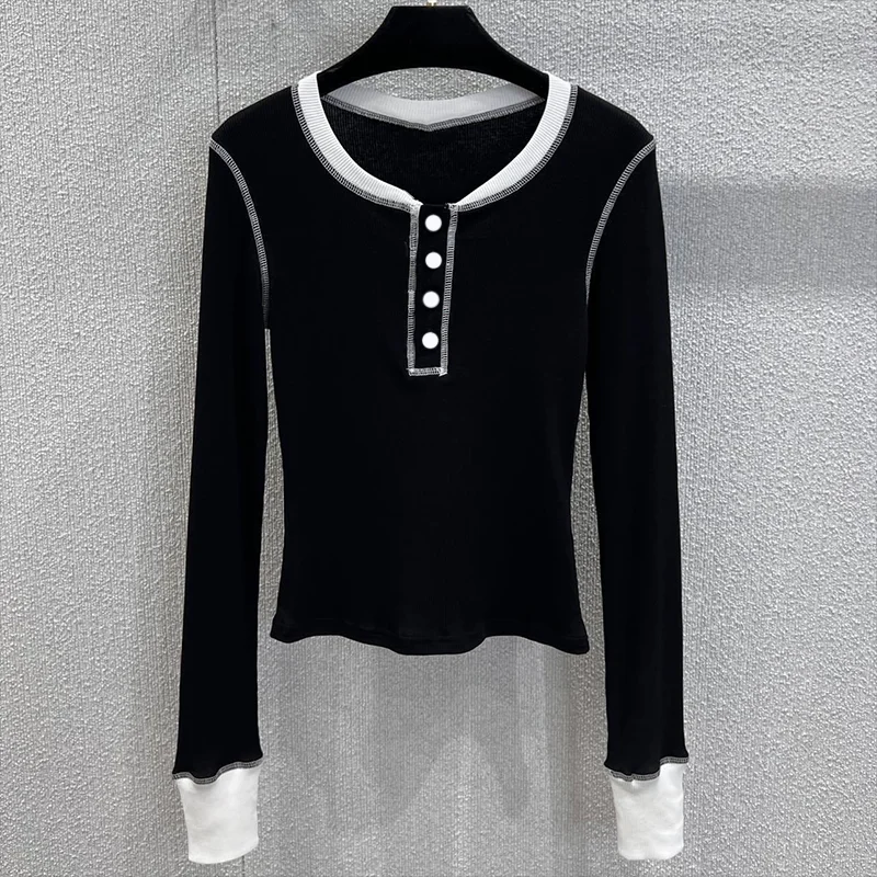 High quality Color blocked edge women's base layer long sleeved t-shirt - sexy and form-fitting for all seasons tops 251212112
High quality Color blocked edge women's base layer long sleeved t-shirt - sexy and form-fitting for all seasons tops 251212112