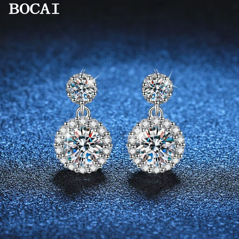 BOCAI S925 Pure Silver Simple Temperament 1 Carat Moissanite Diamond Earrings Women's Gift
BOCAI S925 Pure Silver Simple Temperament 1 Carat Moissanite Diamond Earrings Women's Gift