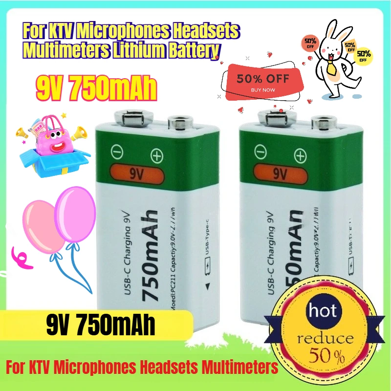 750mAh for KTV Microphones Headsets Multimeters 9V Lithium Battery USB Rechargeable Batteries
750mAh for KTV Microphones Headsets Multimeters 9V Lithium Battery USB Rechargeable Batteries