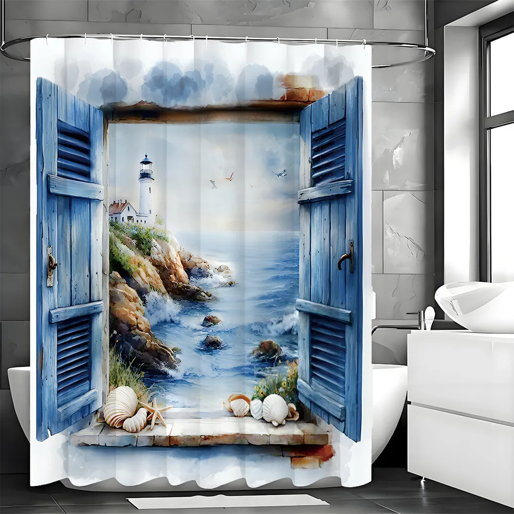 Синее окно, маяк, свет, занавеска для душа, моющаяся грязеотталкивающая насадка для душа, водонепроницаемая полиэстеровая занавеска для ванны
Синее окно, маяк, свет, занавеска для душа, моющаяся грязеотталкивающая насадка для душа, водонепроницаемая полиэстеровая занавеска для ванны
