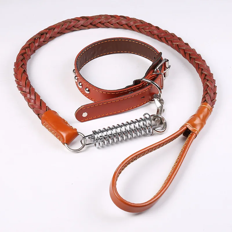Handcrafted Genuine Cowhide Dog Leash Traction Rope with Chain Pet Collar for Medium to Large Dogs
Handcrafted Genuine Cowhide Dog Leash Traction Rope with Chain Pet Collar for Medium to Large Dogs
