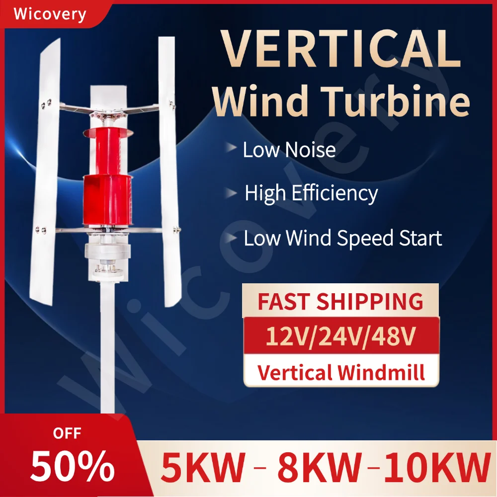 12V 8000W Vertical Wind Turbine 24V Low Wind Speed Start High Efficiency New Free Energy Wind Turbine With Controller Inverter
12V 8000W Vertical Wind Turbine 24V Low Wind Speed Start High Efficiency New Free Energy Wind Turbine With Controller Inverter