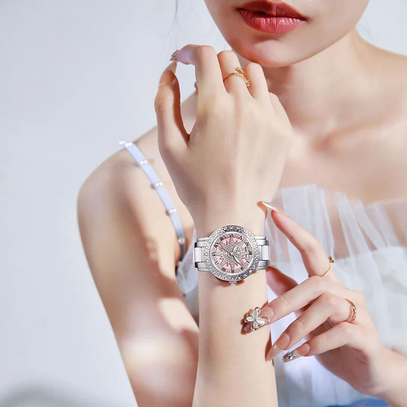 Fashion Luxury Rhinestone Women's Quartz Watch with Rotating Dial Steel Strap Wristwatch for Girls Elegant Clock Reloj Mujer
Fashion Luxury Rhinestone Women's Quartz Watch with Rotating Dial Steel Strap Wristwatch for Girls Elegant Clock Reloj Mujer