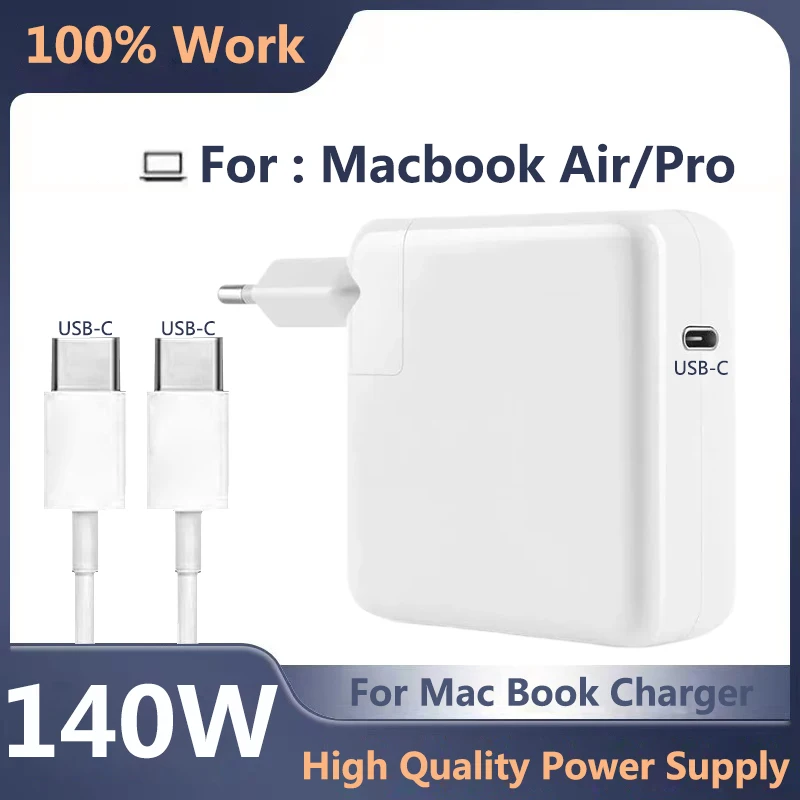 For MacBook Pro 16/15/14/13 Inch Charger 140W - USB C Charger Power Adapter For iPad Pro 2021/2020/2019/2018 with 2M Data Cable
For MacBook Pro 16/15/14/13 Inch Charger 140W - USB C Charger Power Adapter For iPad Pro 2021/2020/2019/2018 with 2M Data Cable