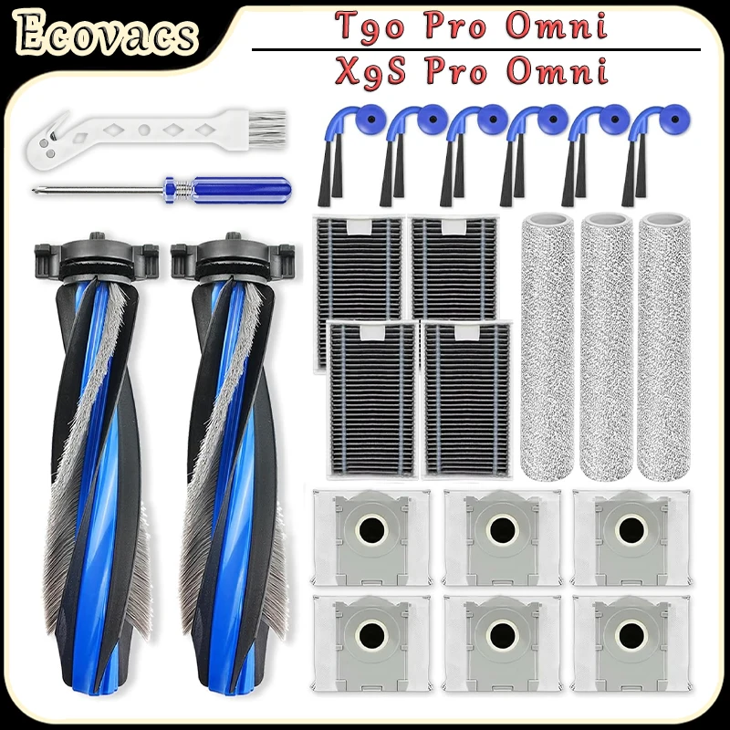 For Ecovacs T90 Pro Omni/X9S Pro Omni Robot Vacuum Cleaner Accessories kit Main brush、HEPA filter、Roller Mop、Side brush、Dust bag
For Ecovacs T90 Pro Omni/X9S Pro Omni Robot Vacuum Cleaner Accessories kit Main brush、HEPA filter、Roller Mop、Side brush、Dust bag