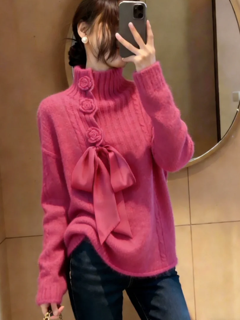 Уникальный красивый корейский короткий вязаный розовый свитер-топ для ношения под одеждой, с эффектом роскоши, для повседневной носки, свободного кроя, с узлом
Уникальный красивый корейский короткий вязаный розовый свитер-топ для ношения под одеждой, с эффектом роскоши, для повседневной носки, свободного кроя, с узлом