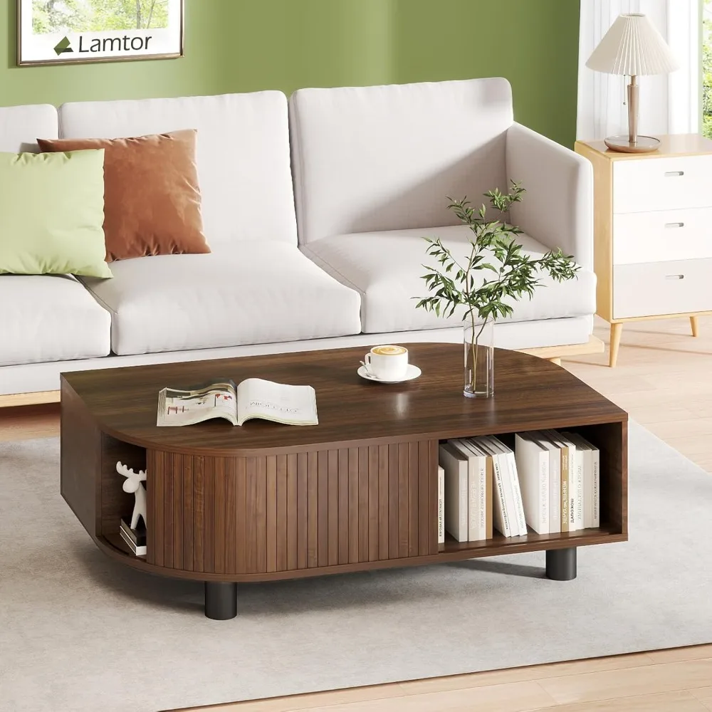 Leaf-Shaped Fluted 39.4" Coffee Table with Storage, Mid Century Wooden Center Table, Modern Central Table with, Customized
Leaf-Shaped Fluted 39.4" Coffee Table with Storage, Mid Century Wooden Center Table, Modern Central Table with, Customized