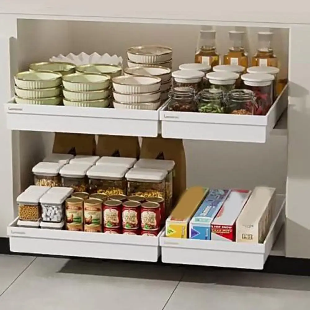 Pull-out Kitchen Storage Rack Large Capacity Anti-slip Spice Box Storage Rack Plastic with Slide Rails Slide Out Pantry Shelves
Pull-out Kitchen Storage Rack Large Capacity Anti-slip Spice Box Storage Rack Plastic with Slide Rails Slide Out Pantry Shelves