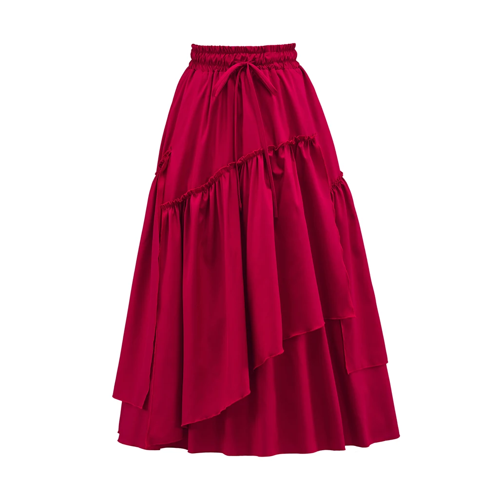 Women Literary Retro Overlay Decorated Skirt Renaissance Drawstring Waist Swing Skirt Medieval Irregular Hem Dress Costume
Women Literary Retro Overlay Decorated Skirt Renaissance Drawstring Waist Swing Skirt Medieval Irregular Hem Dress Costume