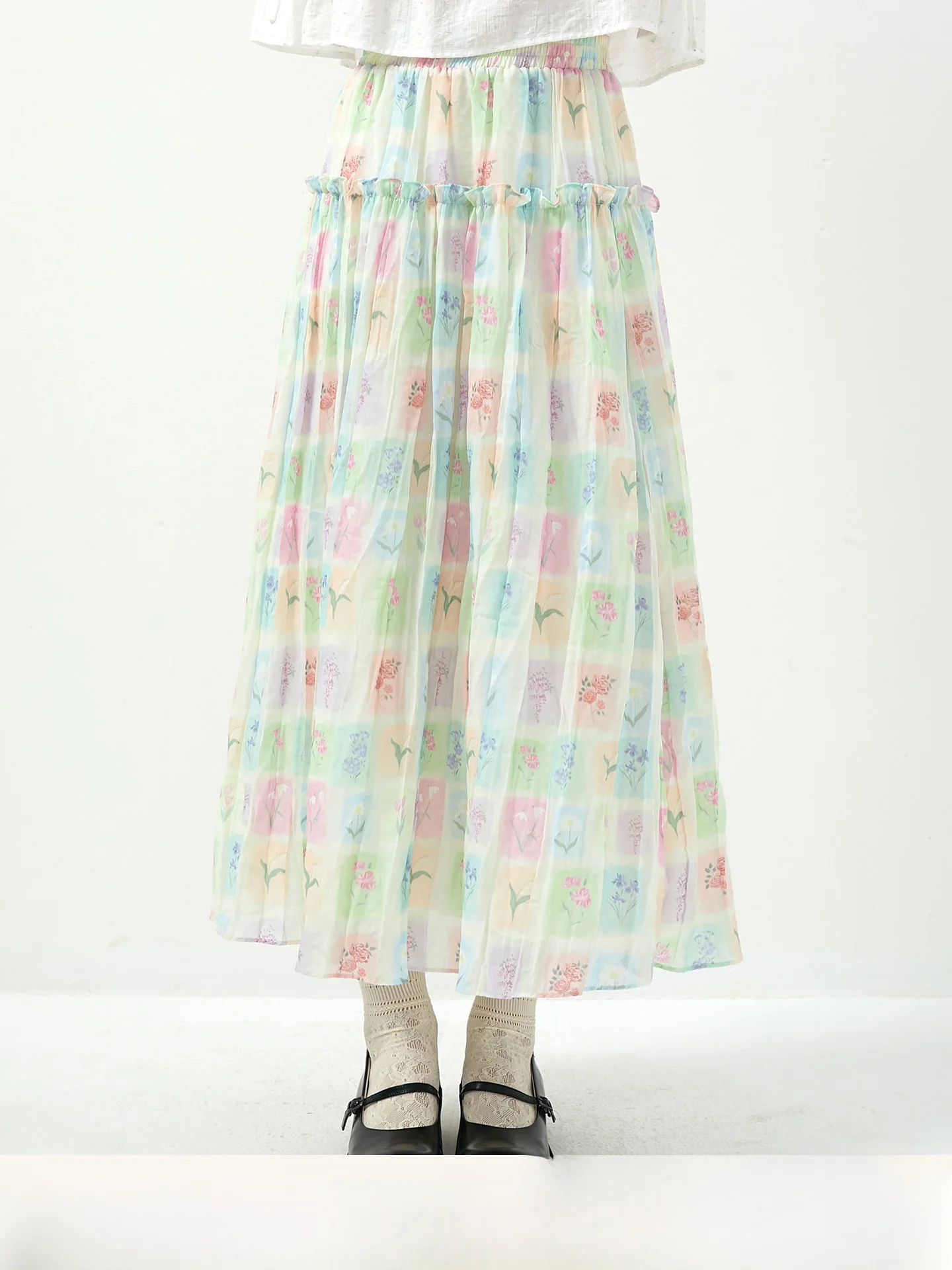 Long High Waist A-Line Skirt with Print 3D Pleated Ruffle Splicing Elastic Waist Polyester Fiber Daily Wear Sweet Sle
Long High Waist A-Line Skirt with Print 3D Pleated Ruffle Splicing Elastic Waist Polyester Fiber Daily Wear Sweet Sle