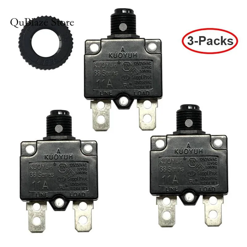 3 Sets Kuoyuh 88 Series 11A Plastic Nut Resettable Thermal Motor Protection Circuit Breaker
3 Sets Kuoyuh 88 Series 11A Plastic Nut Resettable Thermal Motor Protection Circuit Breaker