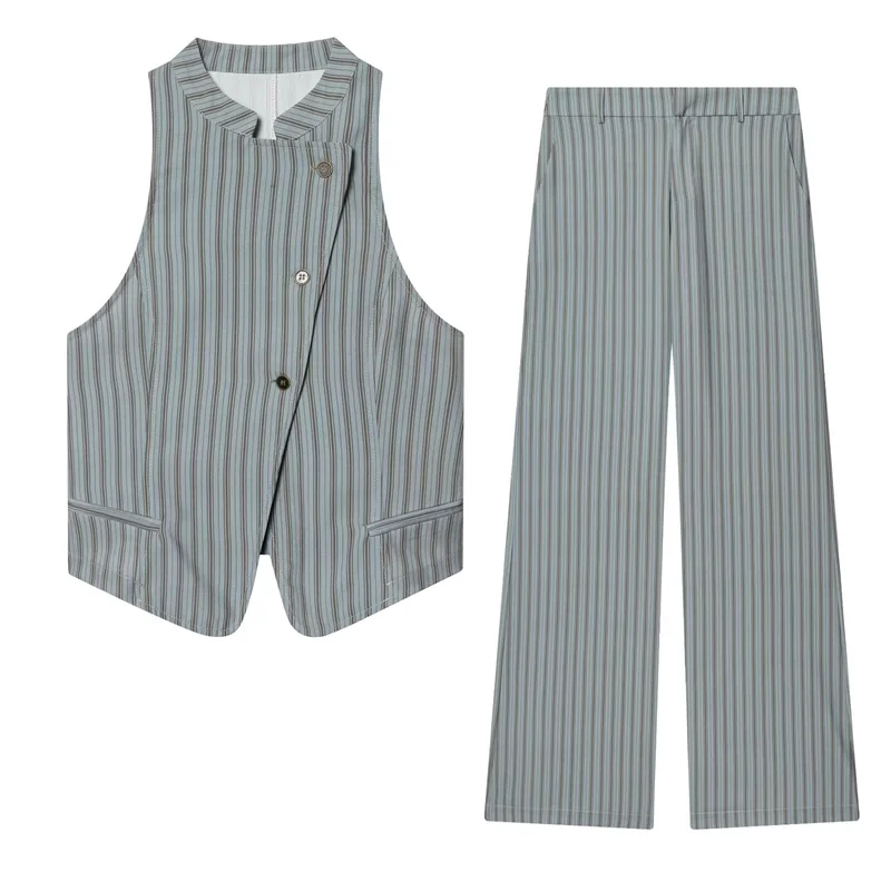 Summer Women's Suits Striped Pants Sleeveless Vest Top 2026 Fashionable Casual Trousers Tanks Elegant Women's 2-piece Sets
Summer Women's Suits Striped Pants Sleeveless Vest Top 2026 Fashionable Casual Trousers Tanks Elegant Women's 2-piece Sets