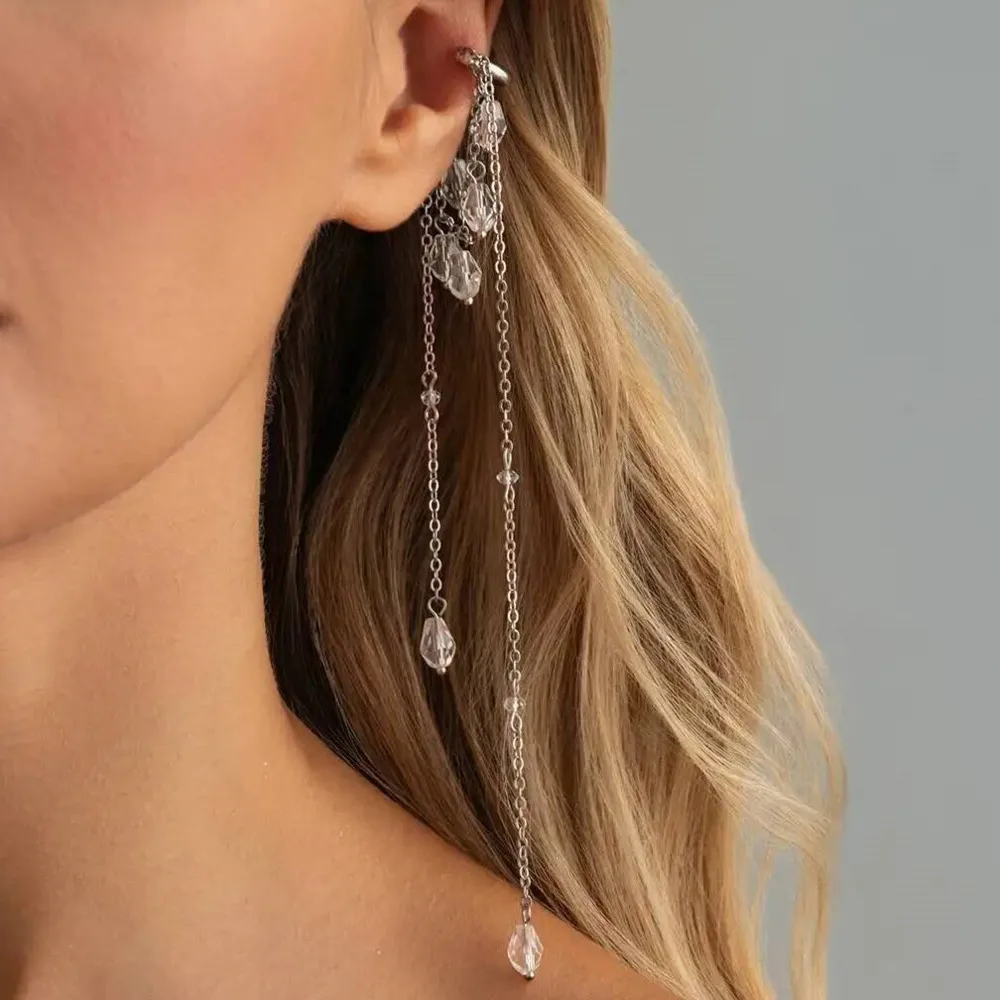 SHIXIN Exquisite Long Tassel Chain Ear Clip Temperament Crystal Metal Chain Clip Earring No Piercing Ear Cuff Jewelry Accessory
SHIXIN Exquisite Long Tassel Chain Ear Clip Temperament Crystal Metal Chain Clip Earring No Piercing Ear Cuff Jewelry Accessory