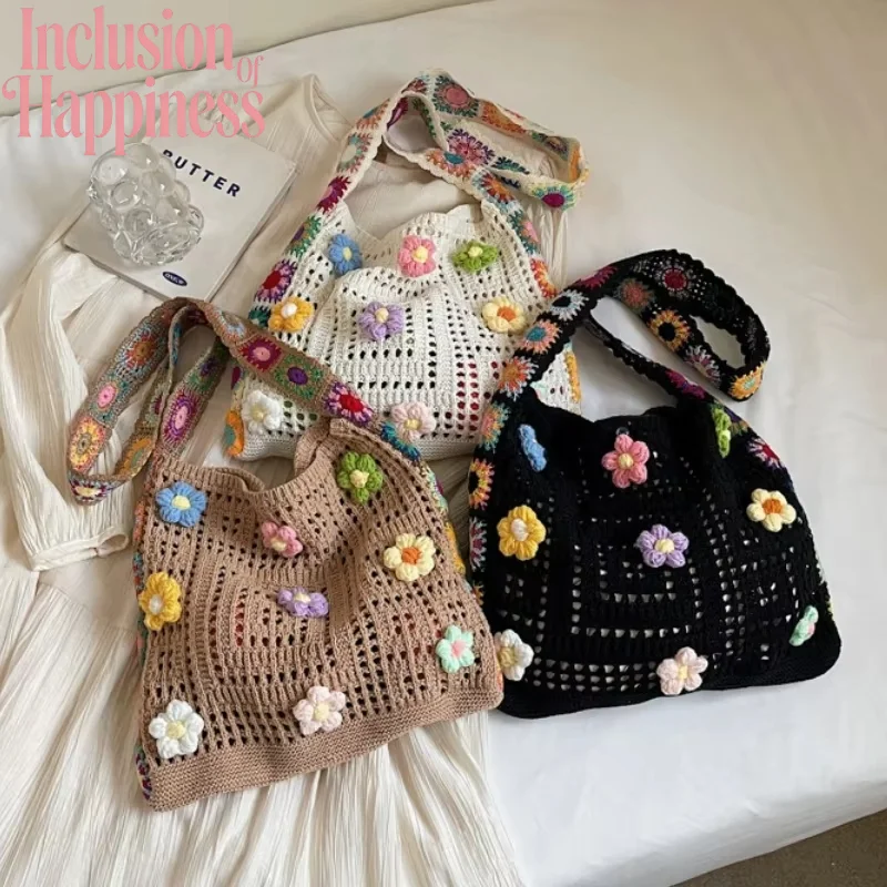 Summer Woven Bag Mesh Artistic Style Breathable Cool Feeling Bag Shoulder Bag Beach Vacation Cute Flower Handbag
Summer Woven Bag Mesh Artistic Style Breathable Cool Feeling Bag Shoulder Bag Beach Vacation Cute Flower Handbag