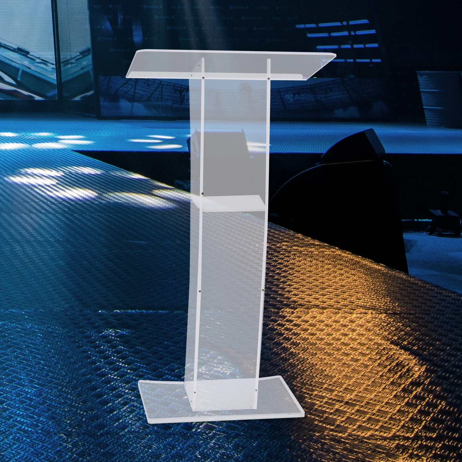 3.44-3.77ft Height Acrylic Curved Comfortable Angle Podium with Book Stopper for Churches, Schools, Hotels, Conferences, Press
3.44-3.77ft Height Acrylic Curved Comfortable Angle Podium with Book Stopper for Churches, Schools, Hotels, Conferences, Press