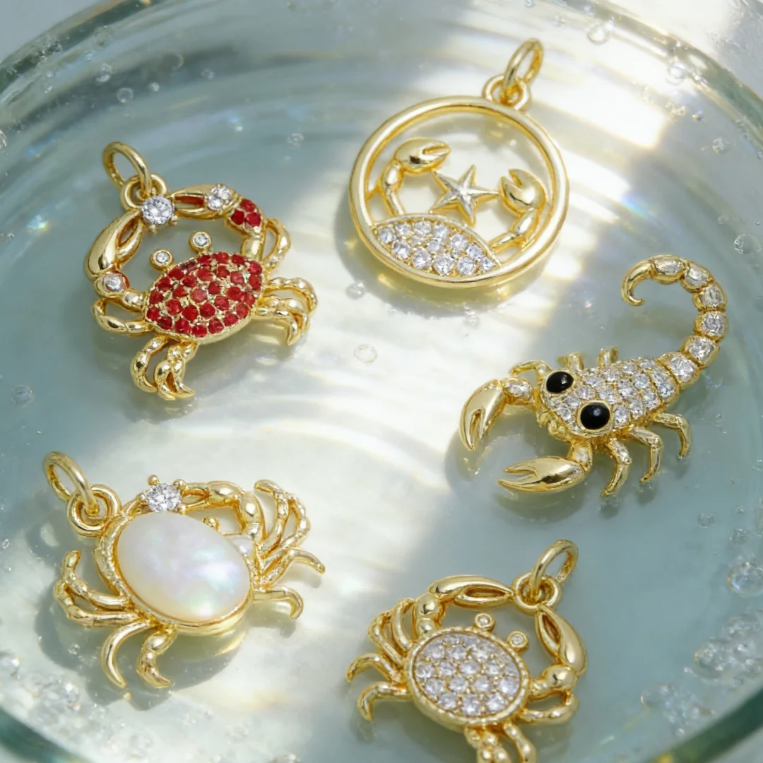 15Pcs Pendants Brass Crab Charms Zirconia Shell Round Hollow Ocean Animal Accessories for DIY Jewelry Necklace Bracelet Making
15Pcs Pendants Brass Crab Charms Zirconia Shell Round Hollow Ocean Animal Accessories for DIY Jewelry Necklace Bracelet Making