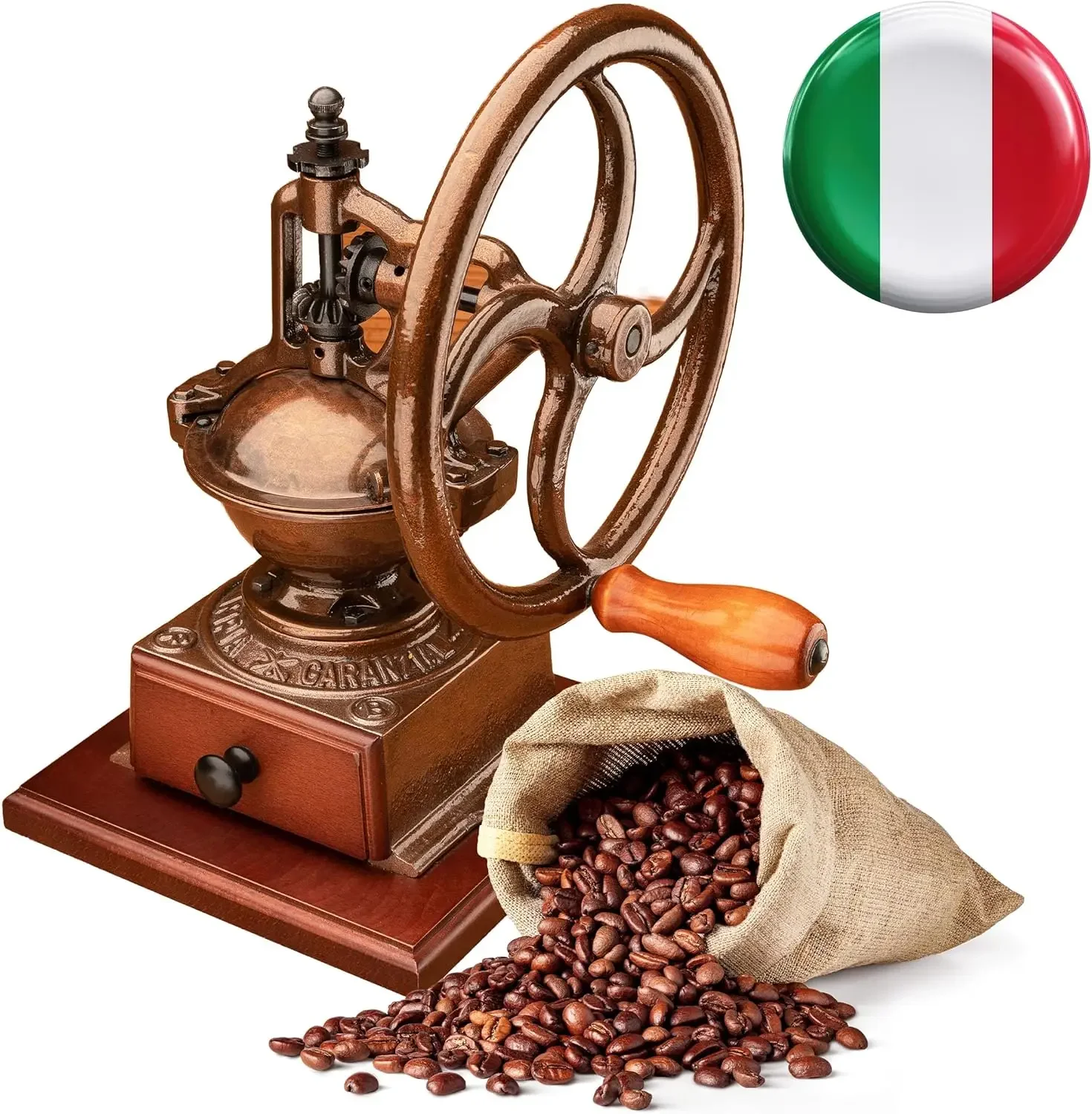Manual Burr Coffee Grinder - Heavy Cast Iron Coffee Bean Burr Grinder with Adjustable Grind Settings, Hand Crank, and Vintage De
Manual Burr Coffee Grinder - Heavy Cast Iron Coffee Bean Burr Grinder with Adjustable Grind Settings, Hand Crank, and Vintage De