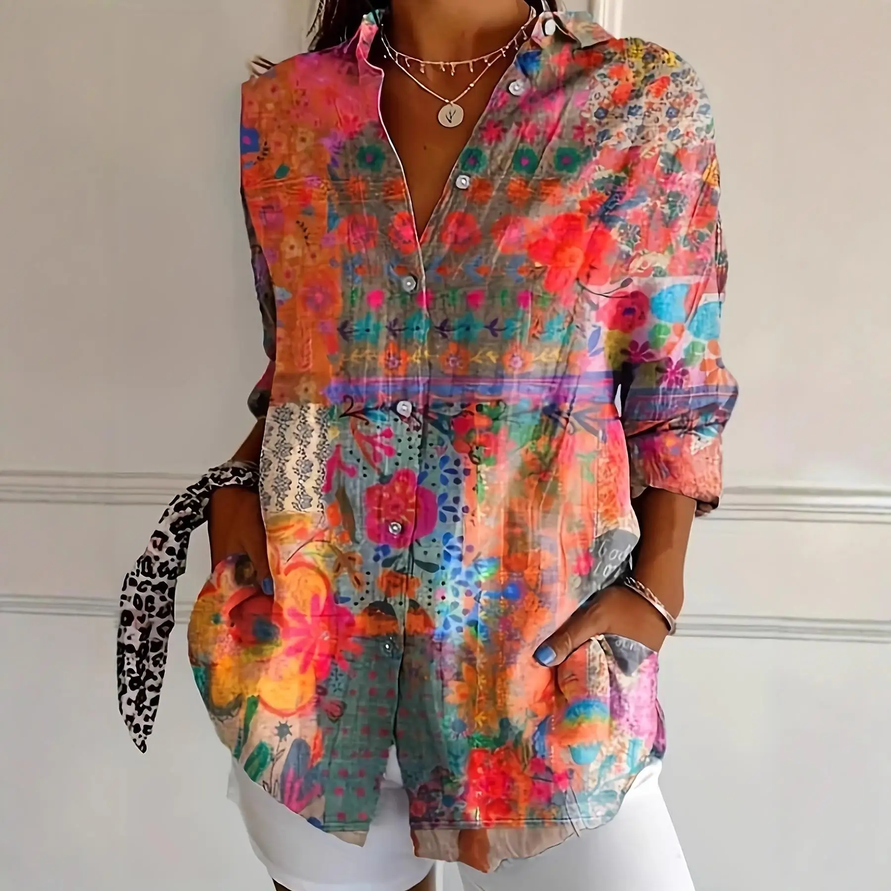 Женская повседневная блузка с цветочным принтом, из полиэстера, с рукавом 3/4, стандартного кроя, тонкая, не деформируется
Женская повседневная блузка с цветочным принтом, из полиэстера, с рукавом 3/4, стандартного кроя, тонкая, не деформируется