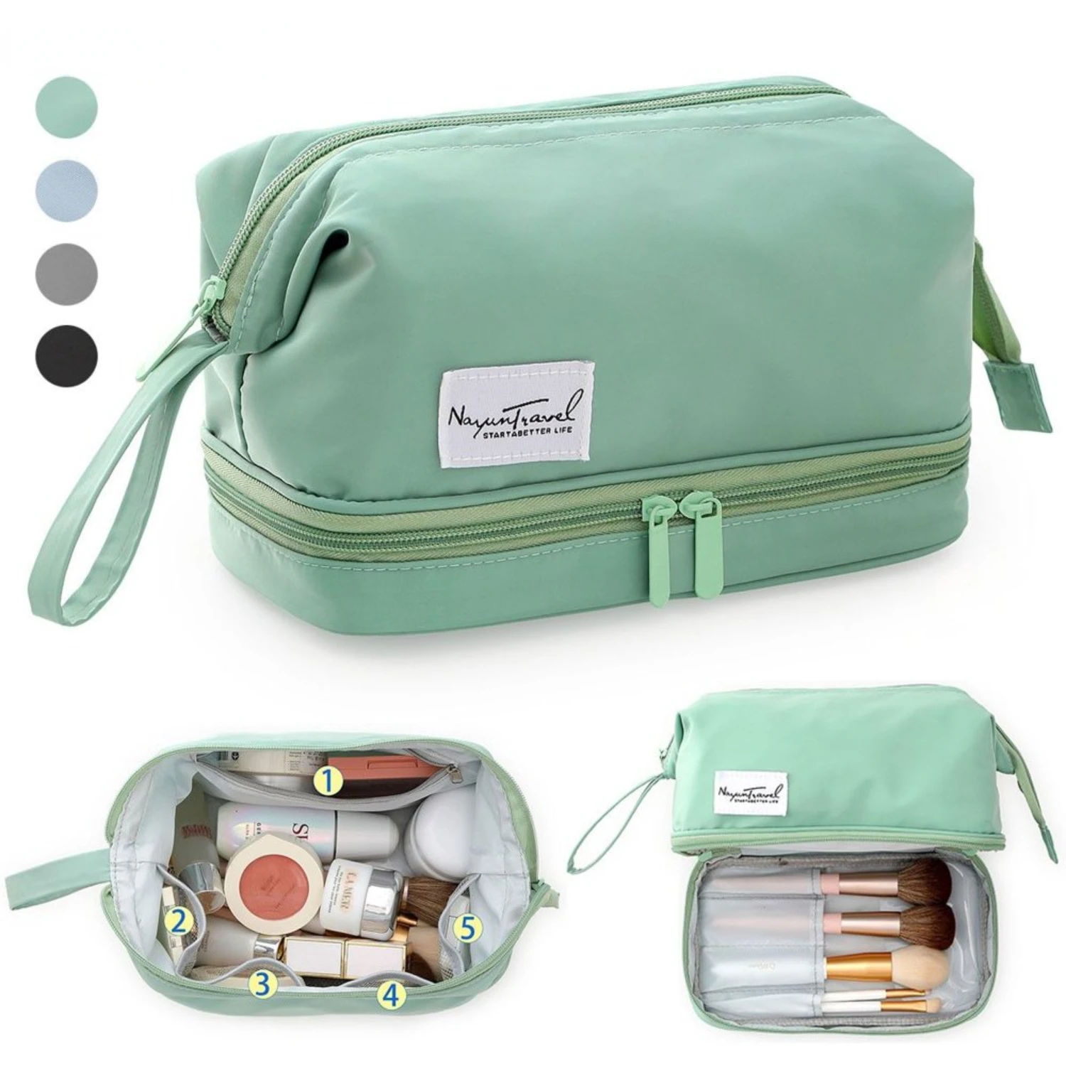 Double Layer Large Makeup Bag, 2-in-1 Portable Organizer for Women - Daily Brush Toiletry Travel Cases
Double Layer Large Makeup Bag, 2-in-1 Portable Organizer for Women - Daily Brush Toiletry Travel Cases