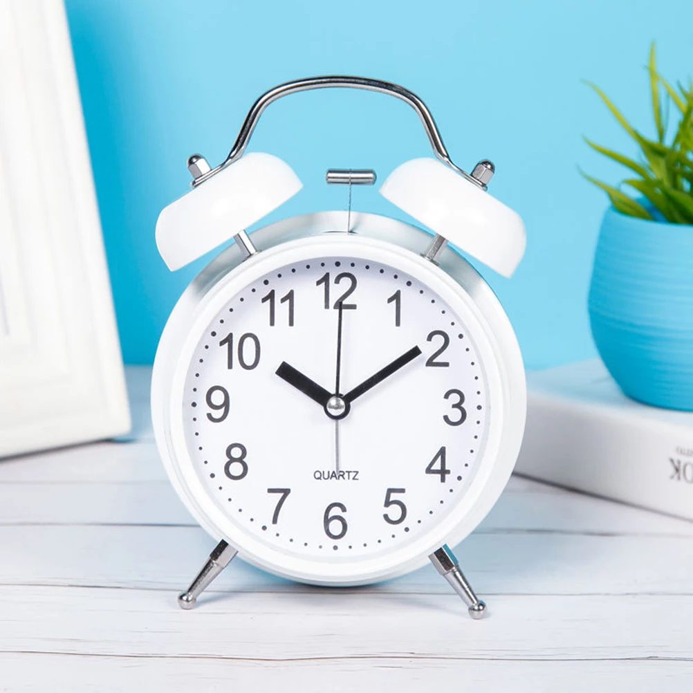 4 Inch Creative Metal Small Alarm Clock Desktop Round Ring Bell Clock Night Light Alarm Clock Without (White) 
4 Inch Creative Metal Small Alarm Clock Desktop Round Ring Bell Clock Night Light Alarm Clock Without (White)