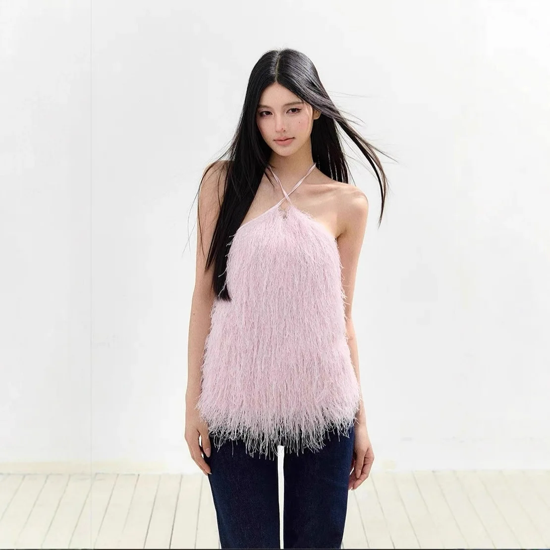 Женский модный костюм для взрослых по индивидуальному заказу, розовый плюшевый жилет с кисточками и полым крестом, висит на шее, высококачественный топ на бретельках с открытой спиной
Женский модный костюм для взрослых по индивидуальному заказу, розовый плюшевый жилет с кисточками и полым крестом, висит на шее, высококачественный топ на бретельках с открытой спиной