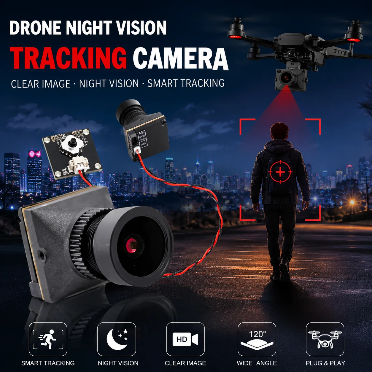 Mini FPV Camera 1500TVL Wide Angle 2.1mm Lens Night Vision Camera for RC Racing Drone FPV System
Mini FPV Camera 1500TVL Wide Angle 2.1mm Lens Night Vision Camera for RC Racing Drone FPV System