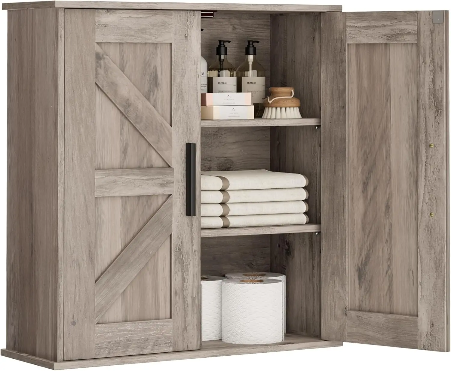 3-Tier Wall Mounted Cabinet with Barn Doors, Adjustable Shelves for Bathroom Kitchen Laundry Room, 7.9" Deep, Greige
3-Tier Wall Mounted Cabinet with Barn Doors, Adjustable Shelves for Bathroom Kitchen Laundry Room, 7.9" Deep, Greige