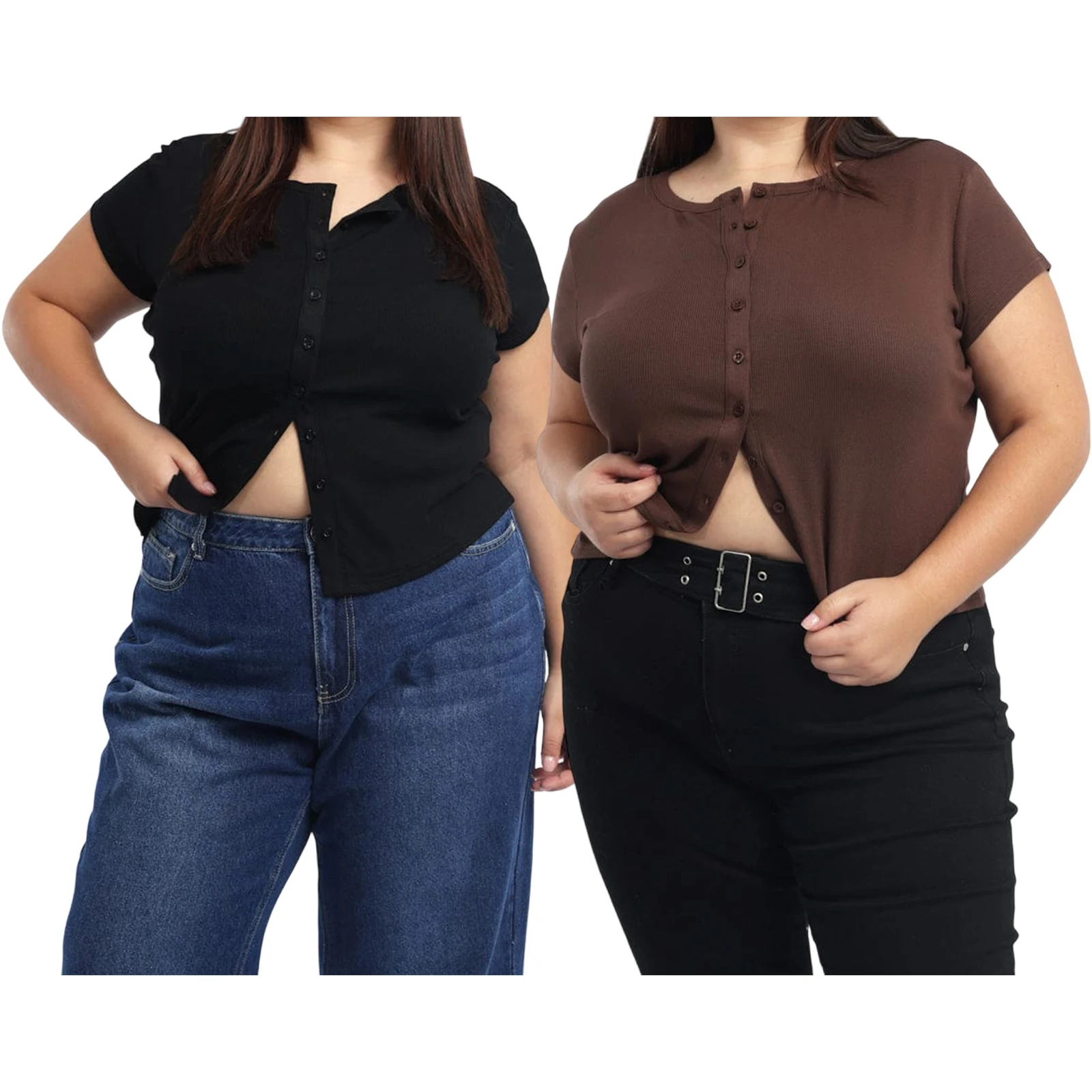 Women's Plus Size Basic Tops 2025 Summer Sexy Ladies Short Sleeve Round Neck Button Up Solid Color Plus Size Plus Size T-Shirts
Women's Plus Size Basic Tops 2025 Summer Sexy Ladies Short Sleeve Round Neck Button Up Solid Color Plus Size Plus Size T-Shirts