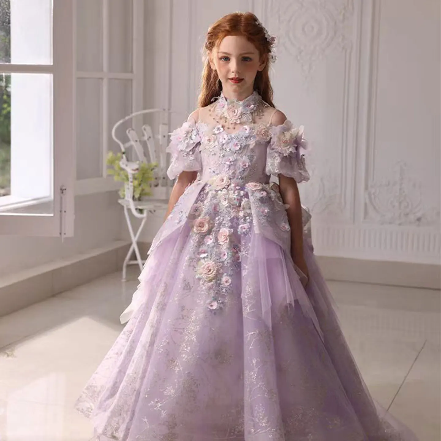 Jill Wish Luxury Lilac Flower Girl Dress Half Sleeve 3D Flowers for Kids Princess Wedding Pageant Birthday Party Prom Gown J347
Jill Wish Luxury Lilac Flower Girl Dress Half Sleeve 3D Flowers for Kids Princess Wedding Pageant Birthday Party Prom Gown J347