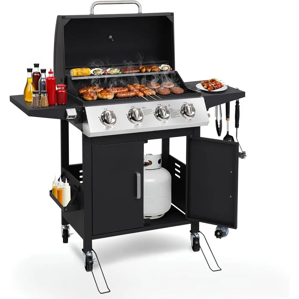 Propane Gas BBQ Grill with Wheels, 40,000 BTU Output Stainless Steel Barbecue Grill for Backyard & Outdoor Cooking Easy to Assem
Propane Gas BBQ Grill with Wheels, 40,000 BTU Output Stainless Steel Barbecue Grill for Backyard & Outdoor Cooking Easy to Assem