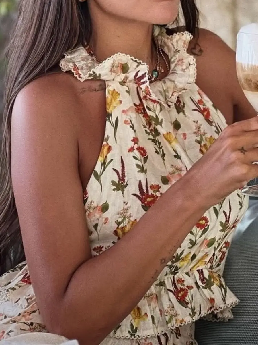 Flower Print Women Linen Set A-Line High Waist Mini Skirt + Backless Halter O-Neck Sleeveless Tops Casual Female Suit
Flower Print Women Linen Set A-Line High Waist Mini Skirt + Backless Halter O-Neck Sleeveless Tops Casual Female Suit